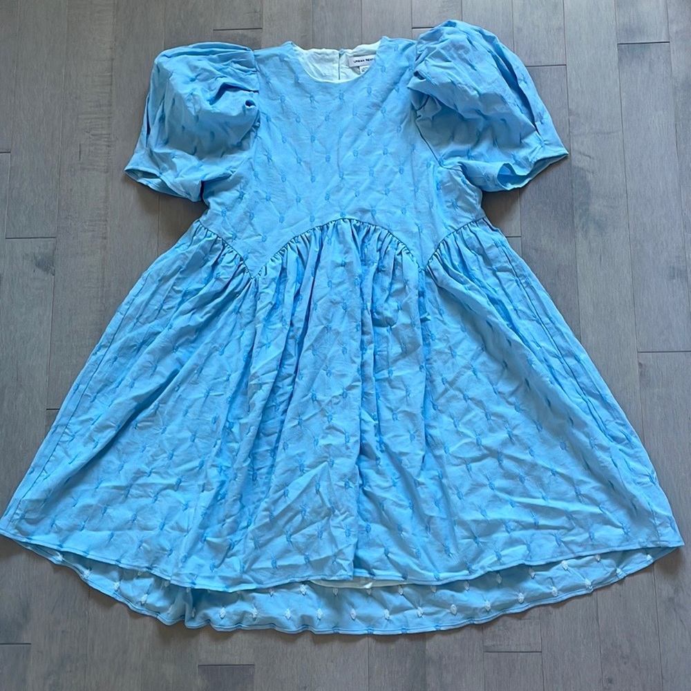 Urban Revivo smock mini dress light blue Size 8 NWT
